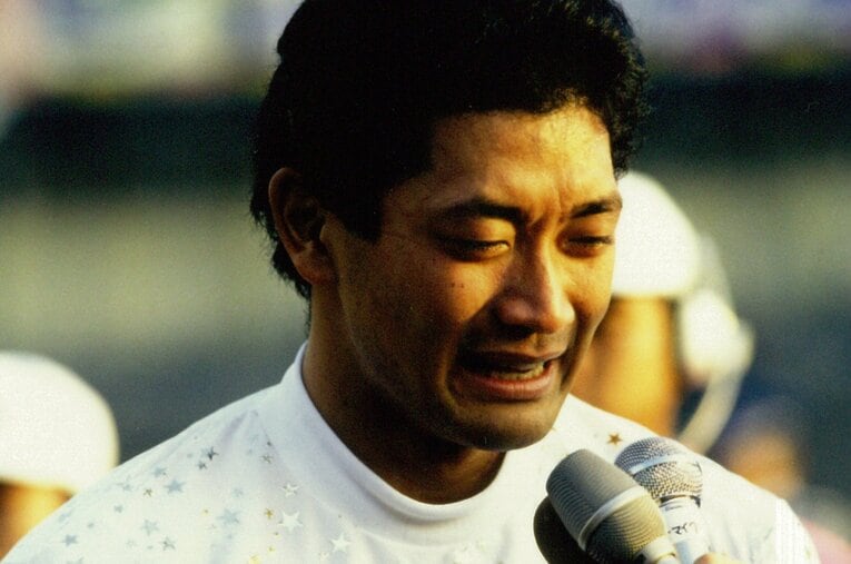 1993年8月、地元・宇都宮競輪場で開催されたオールスター競輪で優勝した神山雄一郎（当時25歳）。デビューから6年目で初めて特別競輪（GI）を制した　©JKA