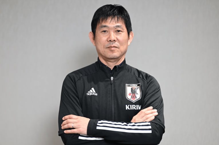 NumberWebのインタビューに応じた森保一監督（56歳） ／ photograph by Keiji Ishikawa