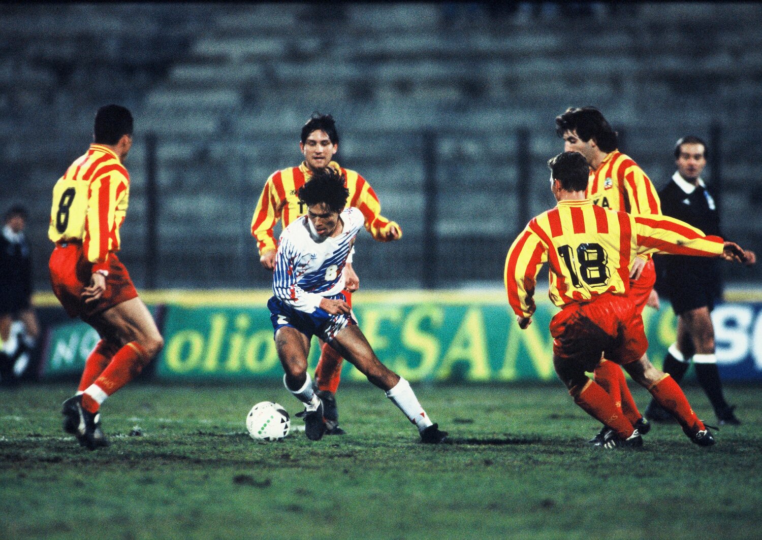 1993年2月イタリア合宿、レッチェ戦に出場した福田正博　©︎Kazuaki Nishiyama