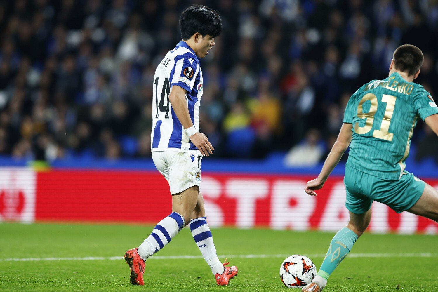 ディナモ・キーウ戦での久保のアシスト　©Daisuke Nakashima