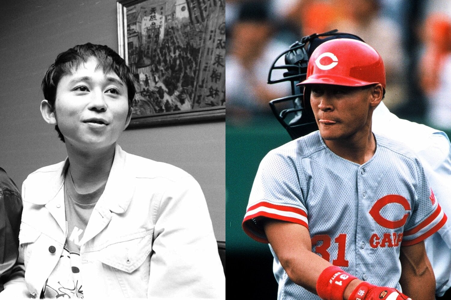 猿岩石時代の有吉弘行（広島県出身）と、若手時代の前田智徳。共に若くして成功を収めたが、苦労する時期も長かった　©BUNGEISHUNJU