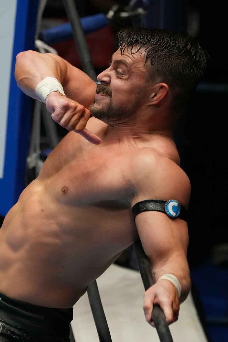 バレットクラブのアレックス・コグリン。G1では棚橋弘至や内藤哲也らと同じDブロックに属する