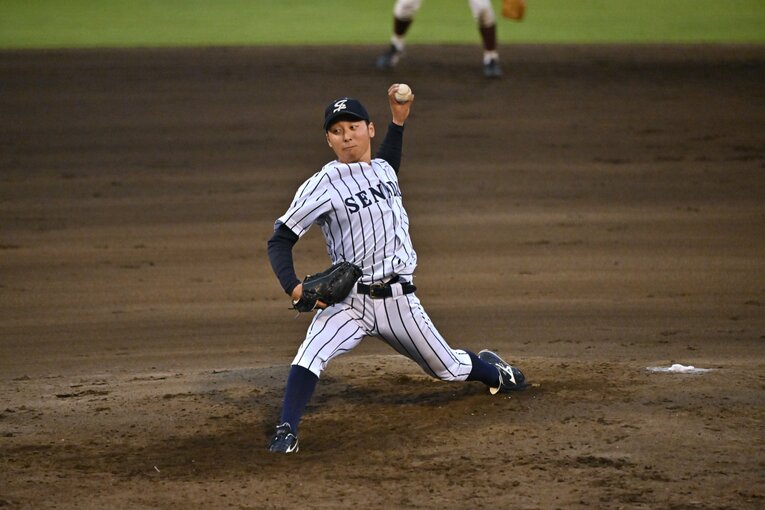 侍ジャパン大学生代表の選考合宿でも好投した渡邉　©Hideki Sugiyama