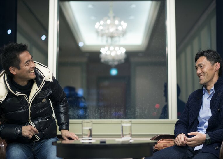 2015年、『Number』誌上で行われた2人の対談　©Takuya Sugiyama