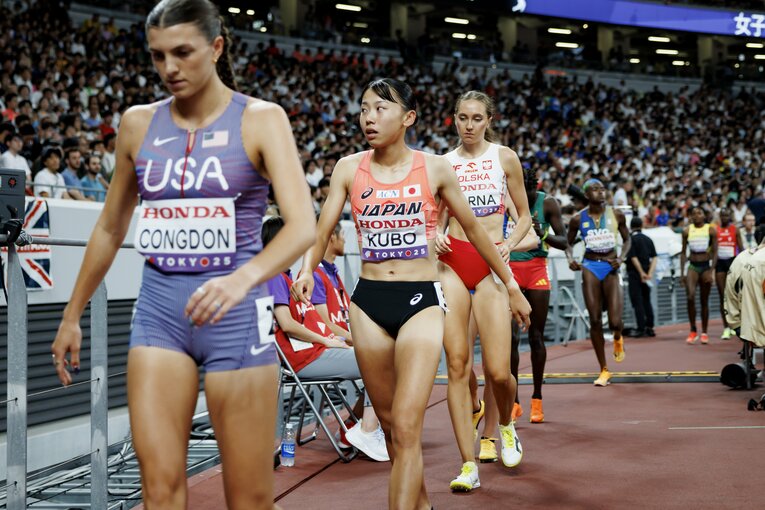 世界陸上初出場となった17歳の久保凛。持ち記録だけを見れば予選通過の可能性は低くなかったが…？　©Kiichi Matsumoto