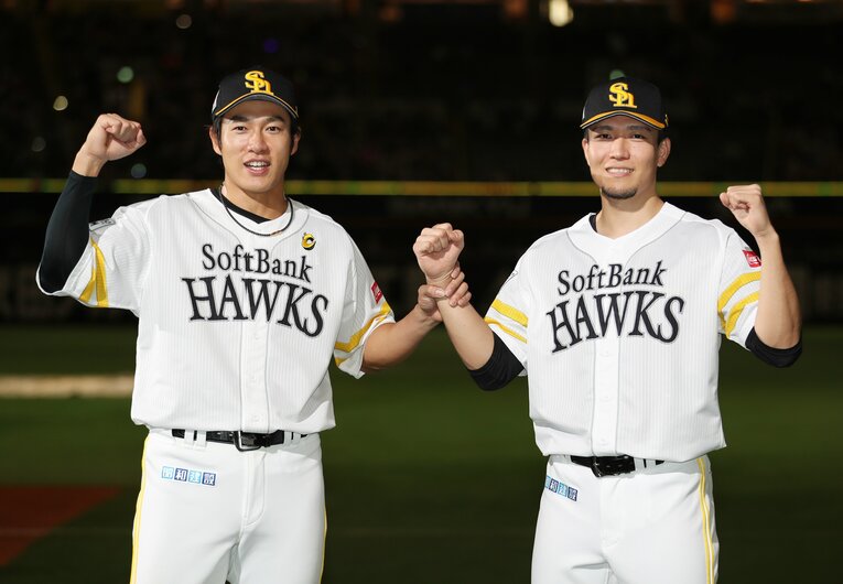 柳田悠岐、千賀滉大、甲斐拓也は2010年ドラフトの同期　©JIJI PRESS