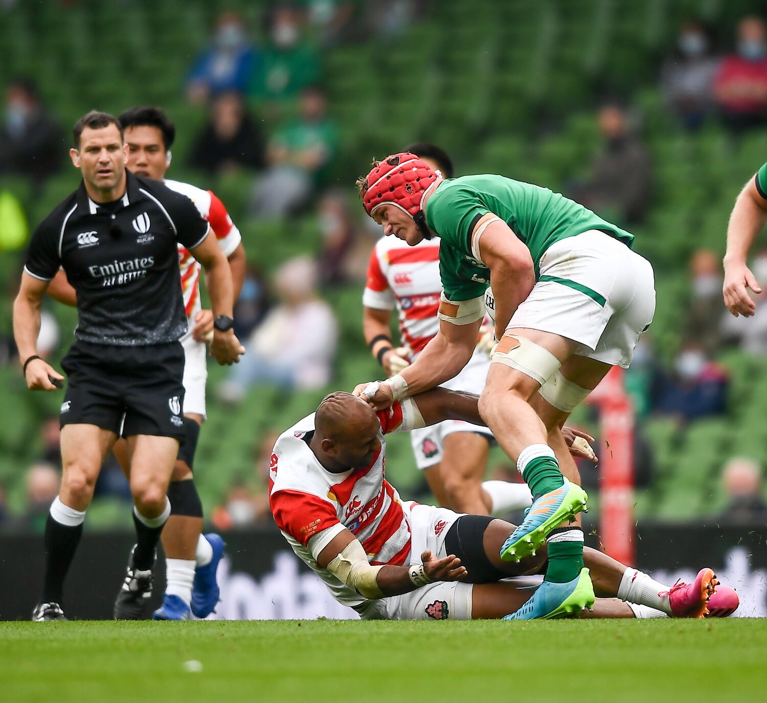 MOMに選出されたFLジョシュ・バンダーフリアーは「タフなゲームだった」と試合を振り返った　©︎Getty Images