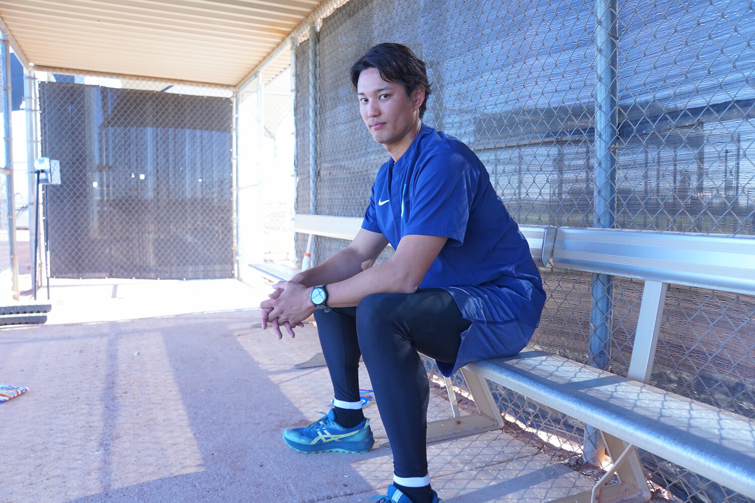 今年2月末、キャンプ地のアリゾナでインタビューに応じた藤浪晋太郎(当時マリナーズ) ©NumberWeb