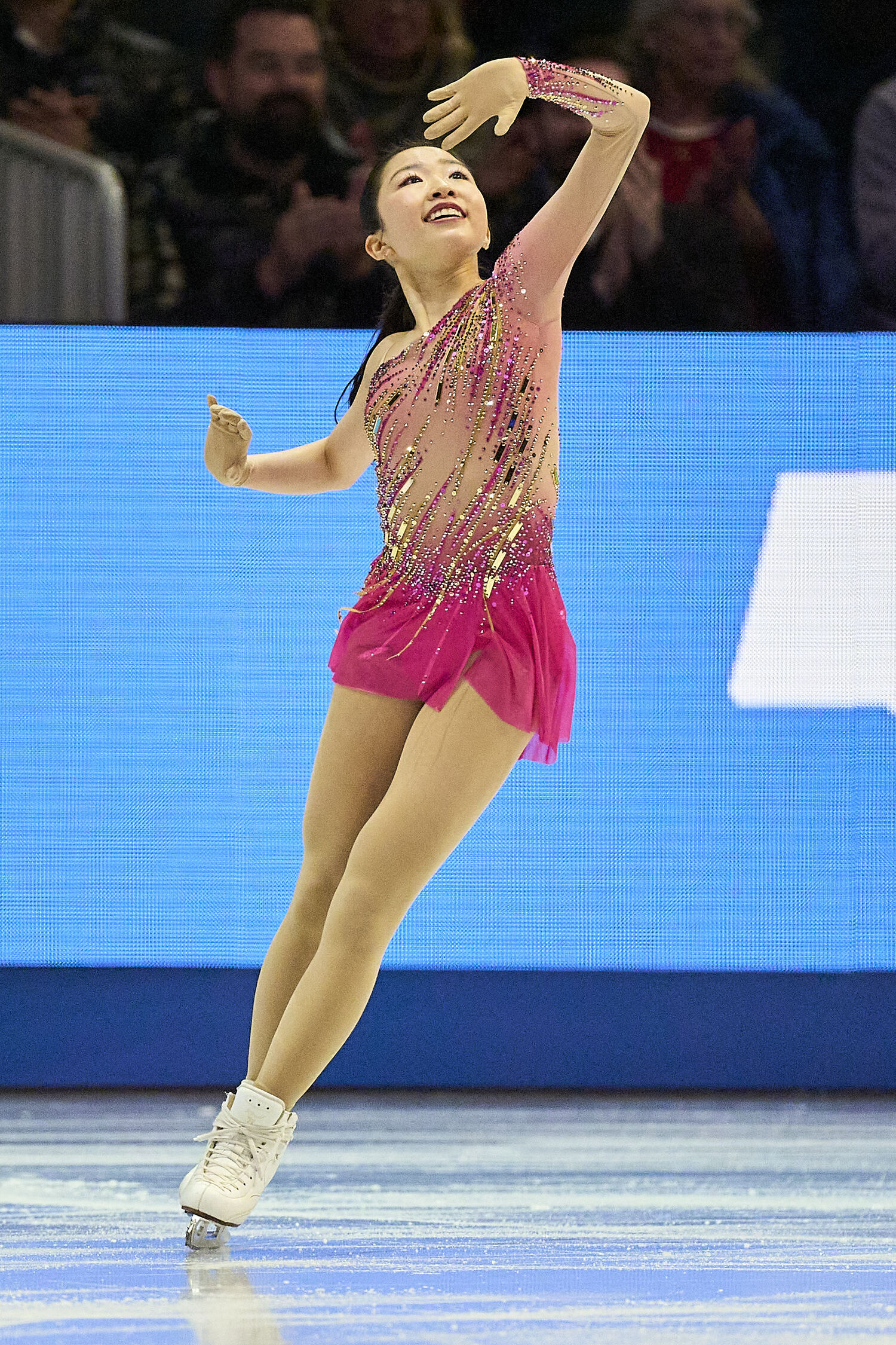 世界選手権SPで2位に立った千葉の演技　©JIJI PRESS