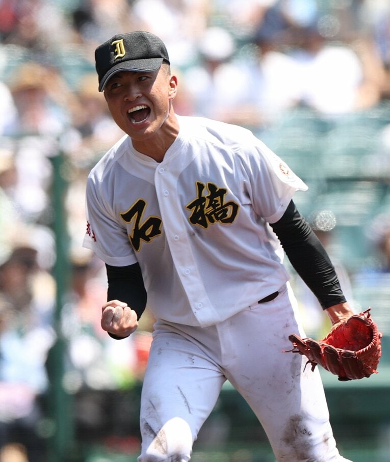 先発した石橋高校の入江　©JIJI PRESS