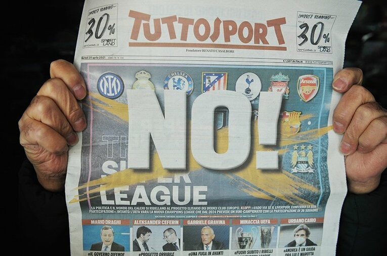 地元紙トゥット・スポルトも欧州SL構想に「NO!」を突き付けた ／ photograph by Getty Images