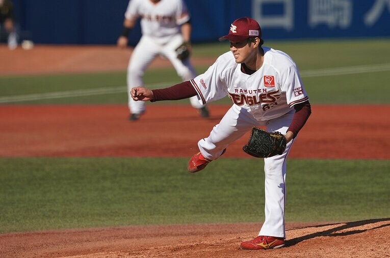 球速は148km出ていたものの、フェルナンドにスタンドに運ばれた楽天・由規 ／ photograph by Hideki Sugiyama,Nanae Suzuki(in the article)