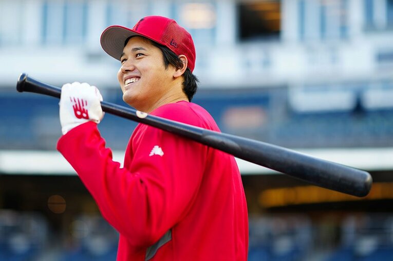 大谷翔平はヤンキースタジアムで鮮やかな4号2ラン本塁打を放った ／ photograph by Daniel Shirey/Getty Images