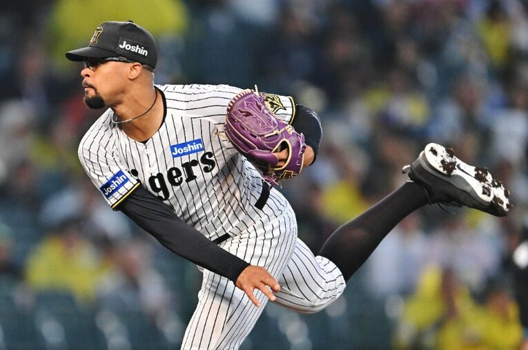 「タイガース愛」を語ったデュプランティエ ／ photograph by JIJI PRESS