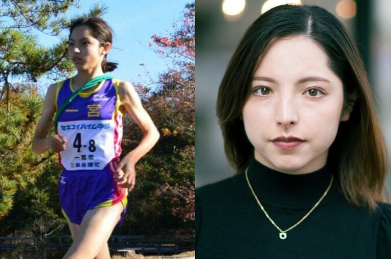 中高と全国大会で活躍後、女子駅伝の強豪チーム・パナソニックにも所属した國立華蓮さん（23歳）。現在はモデルとしても活躍している ／ photograph by (L)本人提供、(R)Miki Fukano