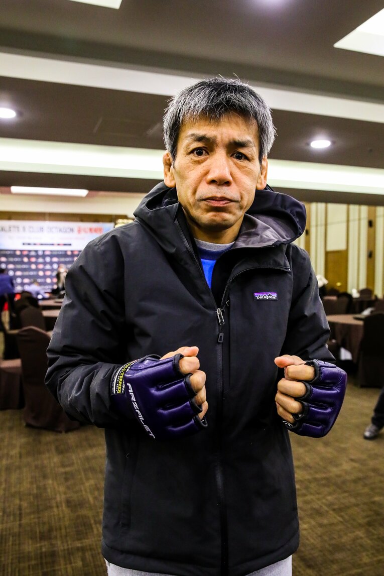 2019年3月、韓国での試合前に撮影した50歳の大石　©Susumu Nagao