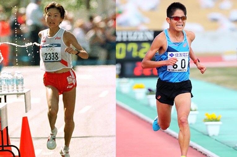 2000年シドニー五輪で金メダルを獲った高橋尚子（左）／今年2月のびわ湖毎日マラソン2時間7分27秒と8年ぶりに自己ベストをマークした川内優輝 ／ photograph by JMPA／AFLO