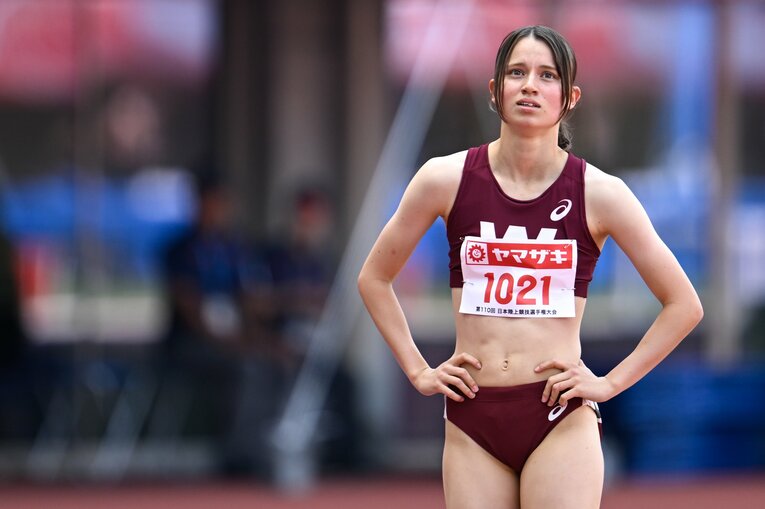 日本選手権の予選で自己記録を一気に1秒以上更新。本人も驚きの表情だった　©Asami Enomoto