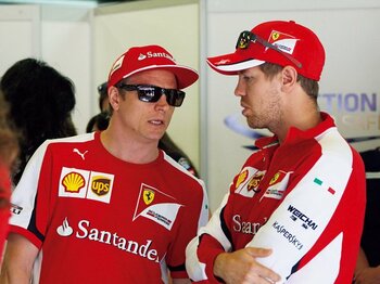 中盤戦最大の見どころは、フェラーリのコンビ攻撃。~ベッテル&ライコネンの反撃~<Number Web> photograph by Getty Images