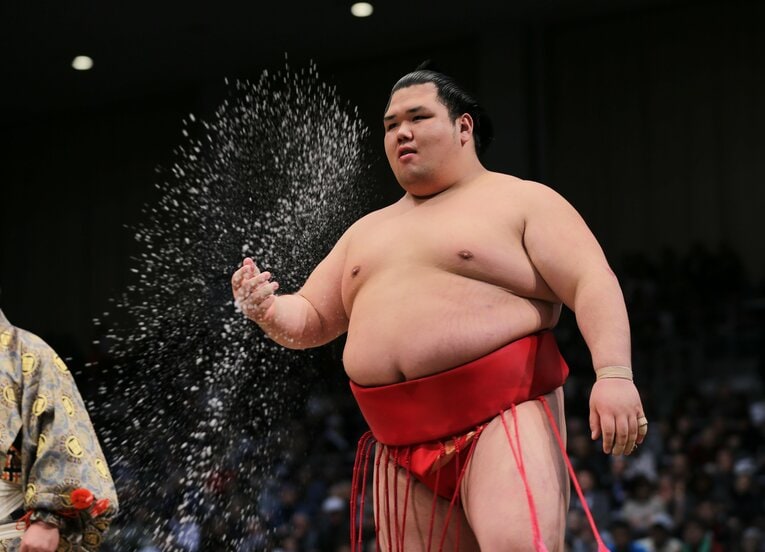 小結に昇進した阿武咲（2017年九州場所）　©︎JIJI PRESS