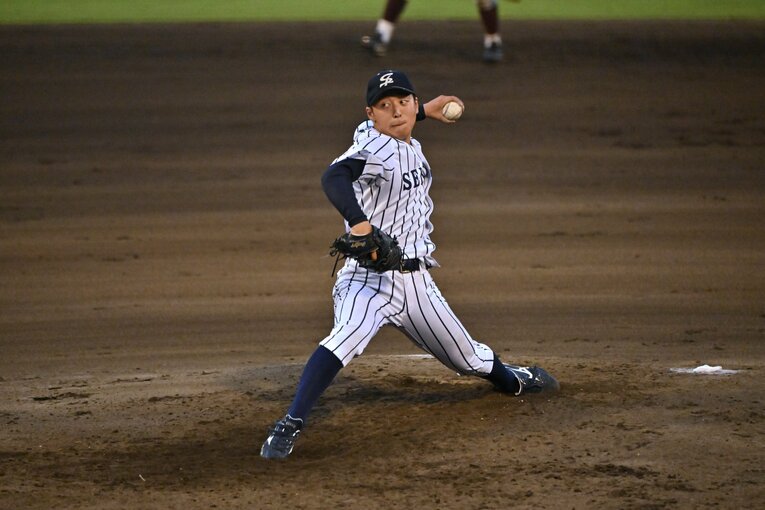 侍ジャパン大学生代表の選考合宿でも好投した渡邉　©Hideki Sugiyama