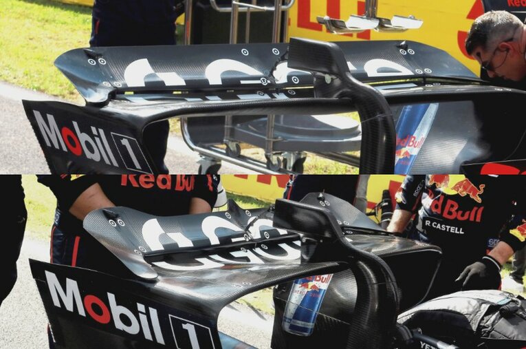 上は従来仕様のウイング。下はセッション中に上部が削られたウイング　©Masahiro Owari