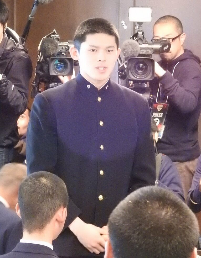 2019年4月、U18W杯の高校日本代表候補の研修合宿で。高3になったばかりの佐々木朗希　©Sankei Shimbun