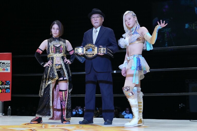 翔月なつみの持つスーパーフライ級王座に挑んだビクトリア弓月。2025年1月3日、大田区総合体育館　©Essei Hara