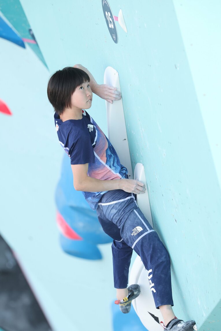 スポーツクライミング女子複合決勝の森秋彩　©Tetsuya Higashikawa/JMPA