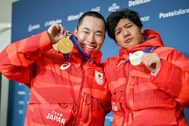 木村葵来が金メダル、木俣椋真が銀メダルを獲得した男子ビッグエア　©Nanae Suzuki／JMPA