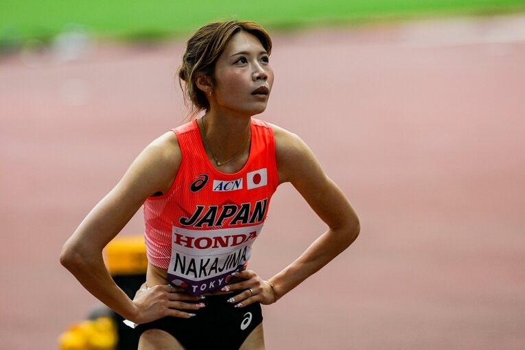 【東京世界陸上】100mハードル予選の結果を待つ中島ひとみ（長谷川体育施設）　©Nanae Suzuki