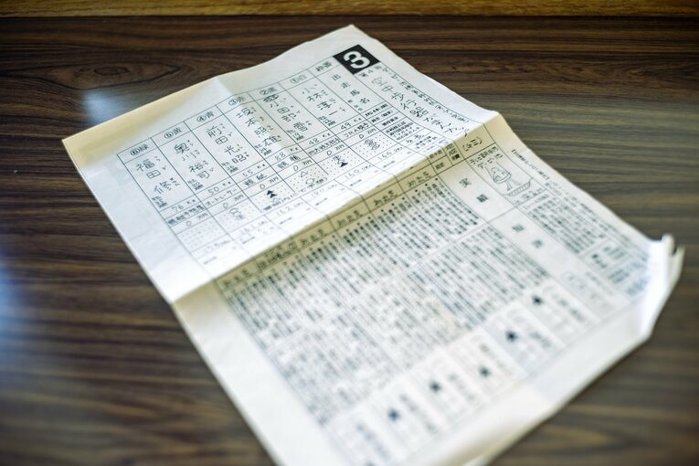 テレビ出演時の“出走表”　©Takuya Sugiyama