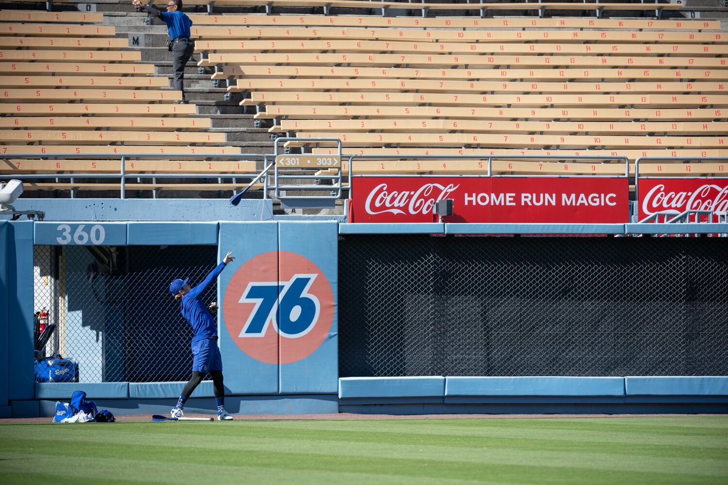 日本時代と同じく、アメリカでも“やり投げ”練習を行う山本　©Nanae Suzuki