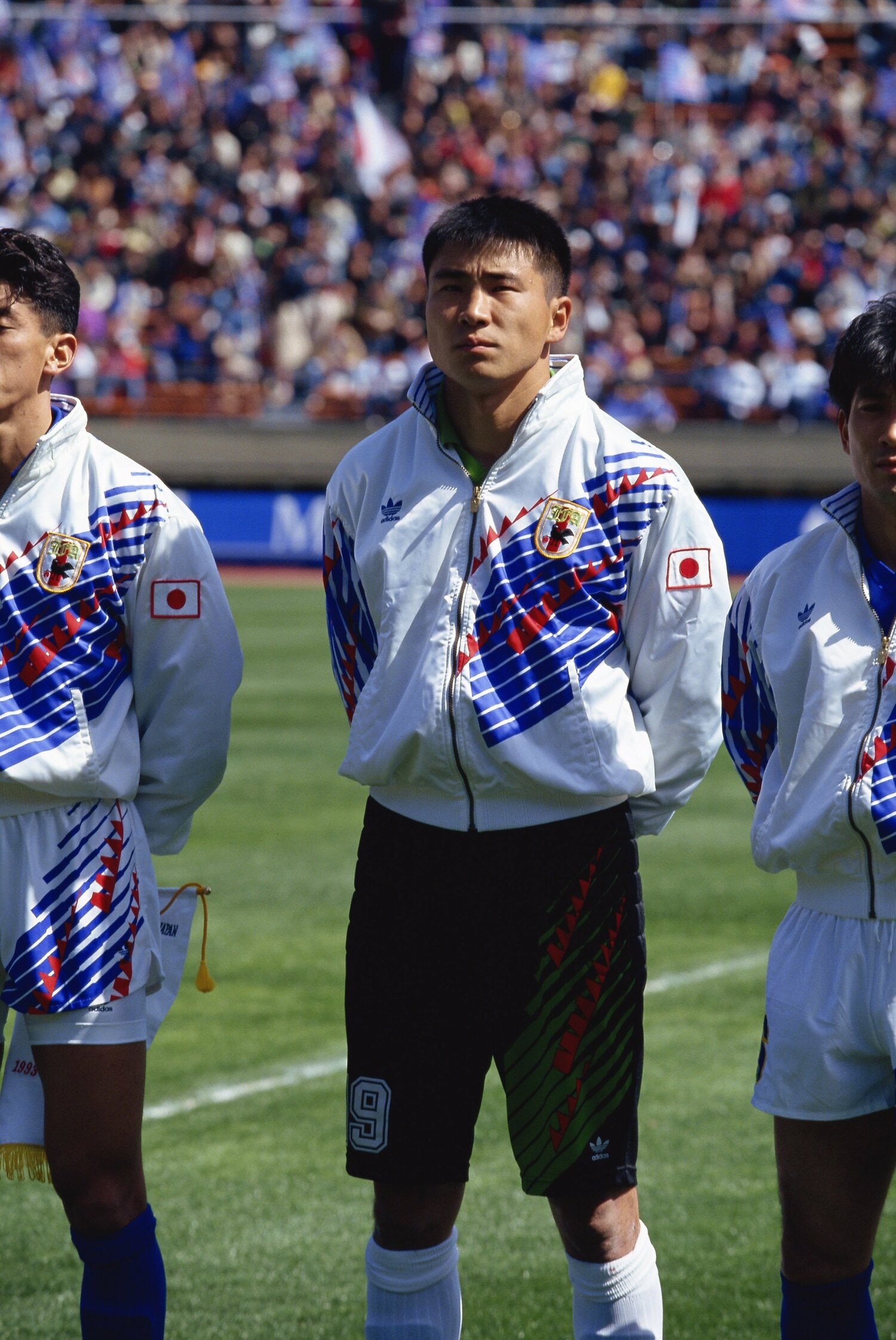 前川和也は森保よりも1年先に、長崎県立平戸高校からマツダに入団。写真は1993年3月の日本代表で ©AFLO