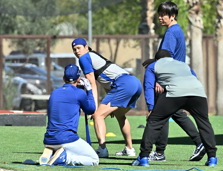 アリゾナ州グレンデールでキャンプ中の大谷翔平　©JIJI PRESS