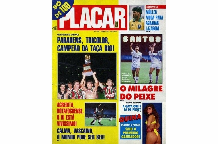 1990年パルメイラス戦の活躍を伝えるスポーツ雑誌「プラカール」 ／ photograph by Hirokazu Abe