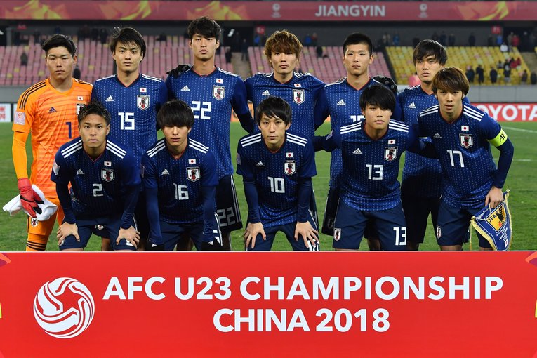 チーム立ち上げ間もない2018年1月に行われた「U-23AFC U-23選手権」初戦パレスチナ戦のメンバー　©︎AFLO