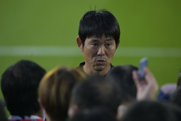 コスタリカ戦翌日、森保監督は取材に応じる　©Koki Nagahama/JMPA