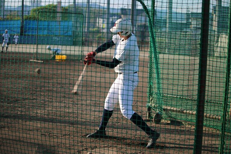バッティング練習に励む岐阜第一・阪口樂　©︎Yu Takagi