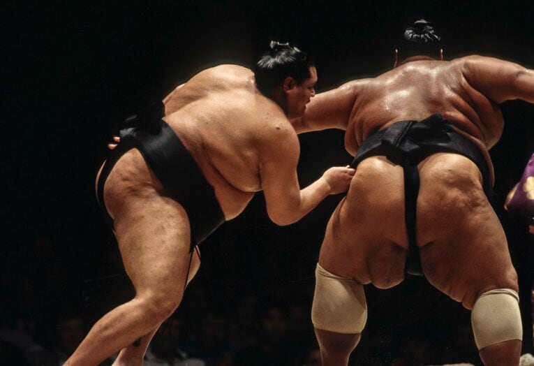 曙と同郷・小錦の超重量級対決　©Getty Images