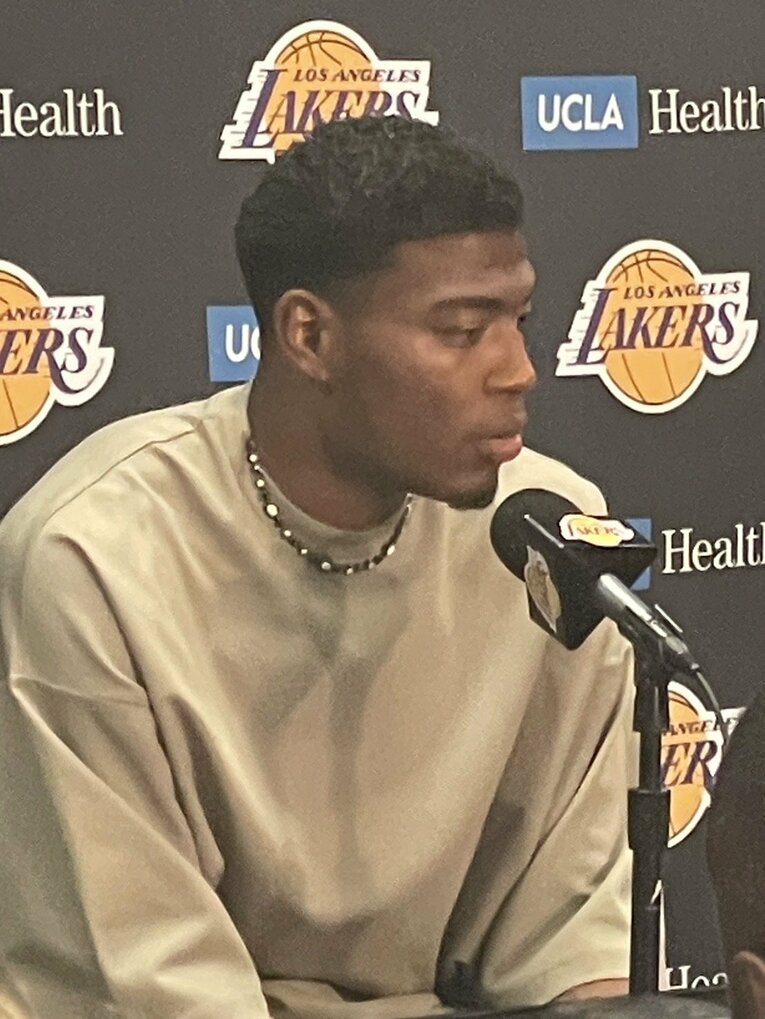 現地11月13日、会見で初めて日本代表に言及した八村塁（筆者撮影）