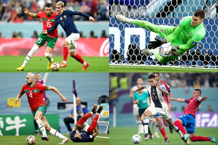 左上から時計回りに、グリーズマン（右）、リバコビッチ、ムシアラ（左）、アムラバト。世代別ベストプレイヤーに名前が挙がった選手たちの、気になるその理由とは？　©Getty Images