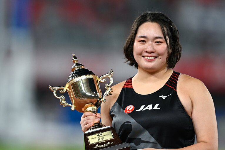 【2026日本選手権】久しぶりの日本一に笑顔が戻った女子やり投げの北口榛花　©Asami Enomoto