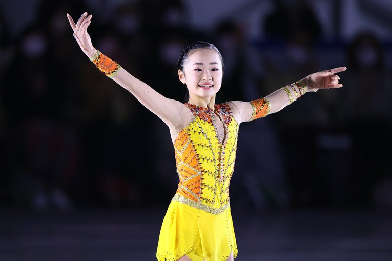 荒川静香以来27年ぶりに、中学1年生で全日本ジュニア優勝を果たした島田麻央　©AFLO