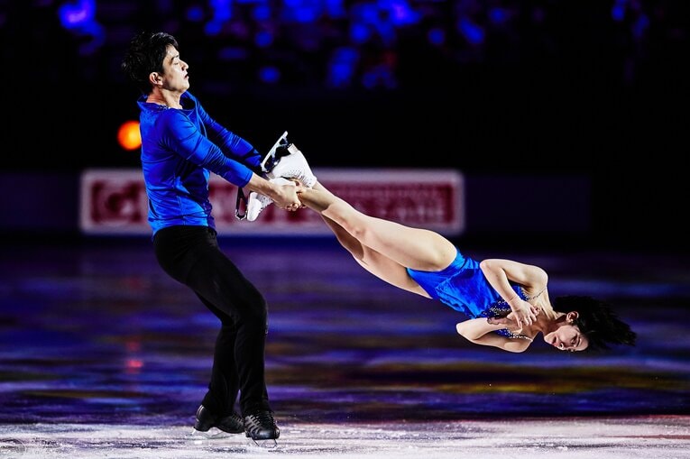 ペア転向後の木原。食事と筋力トレーニングを経て、体重は約20キロ増加した　©Getty Images