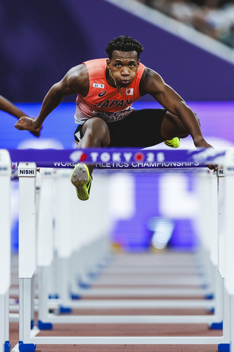 【東京世界陸上】110mハードル予選を走る村竹ラシッド（JAL）　©Kiichi Matsumoto