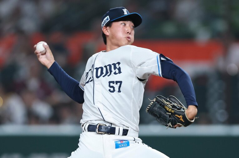 プロ5年目の今季、リリーフで活躍を続ける西武の22歳・黒田将矢。高校時代は独特なトレーニングで成長を果たしたという ／ photograph by JIJI PRESS