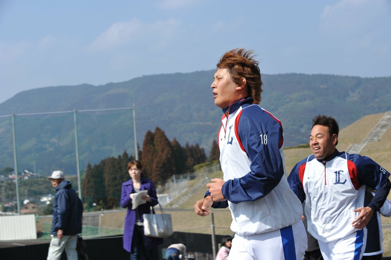 西武時代、キャンプで走り込む涌井（2009年）©Hideki Sugiyama