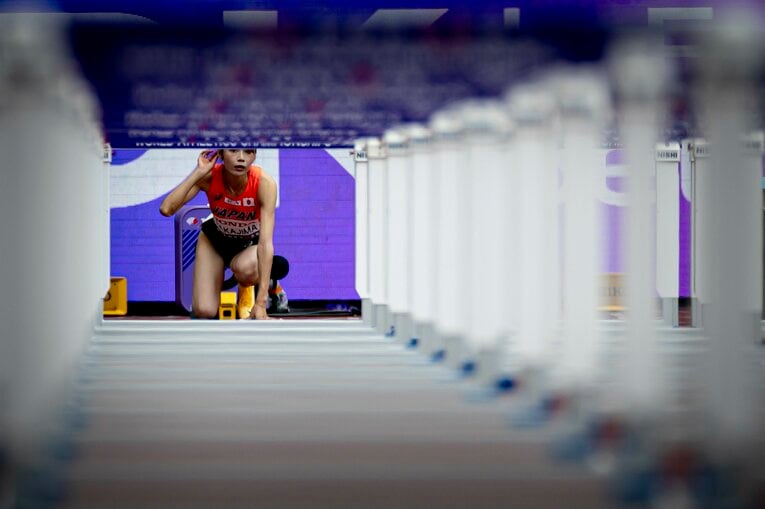 【東京世界陸上】100mハードル予選のレース前　©Kiichi Matsumoto