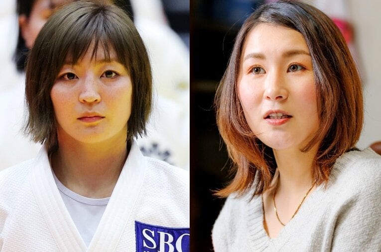 パリ五輪・柔道女子48kg級の金メダリスト・角田夏実が“天才”と名前を挙げた染宮杏子さん（右）　©L)Naoki Nishimura/AFLO SPORT,R)Kiichi Matsumoto